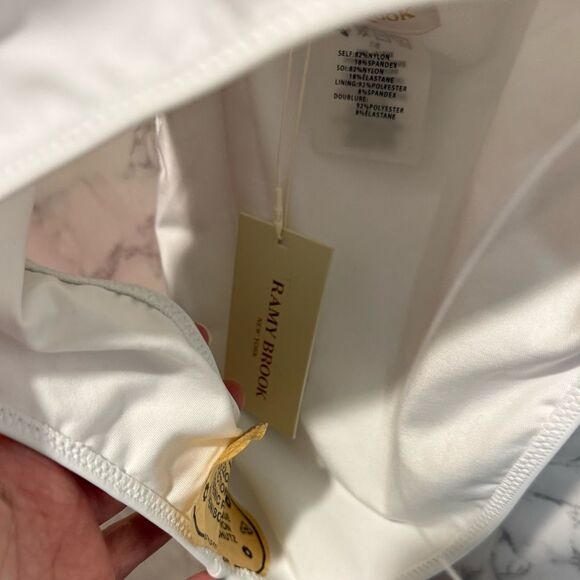 NEW Ramy Brook Annka Plunging One Piece Swimsuit White Halter One-Piece Size L - Picture 4 of 10